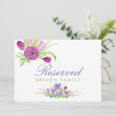 Waterverf Floral Spring Wedding Reserved Sign Kaart (Staand voorkant)