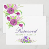 Waterverf Floral Spring Wedding Reserved Sign Kaart (Voorkant / Achterkant)
