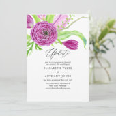 Waterverf Floral Spring Wedding Update Kaart (Staand voorkant)