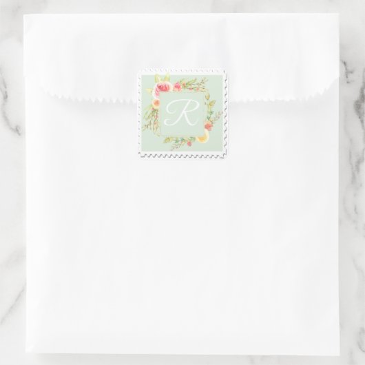 Waterverf Floral Square Sticker (Tas)