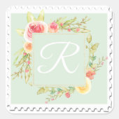 Waterverf Floral Square Sticker (Voorkant)