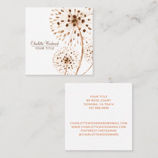 Waterverf Floral Square Visitekaartje van de windv (Voorkant / Achterkant)