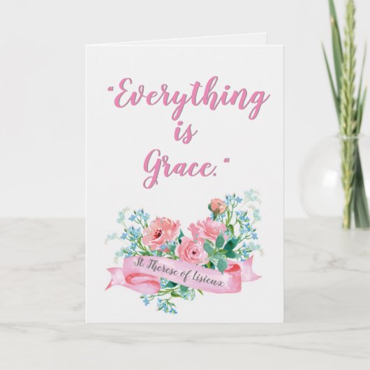 Waterverf Floral St. Therese van Lisieux Quote Kaart (Voorkant)