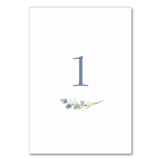 Waterverf Floral Stem Table Kaart Periwinkle (Achterkant)