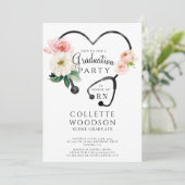 Waterverf Floral Stethoscoop Zurse Afstuderen Kaart (Staand voorkant)