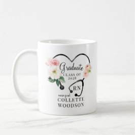 Waterverf Floral Stethoscope Zurse Afstuderen Cof Koffiemok