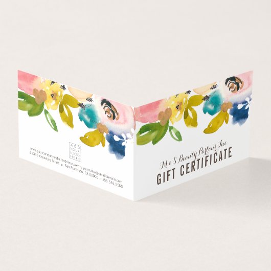 Waterverf Floral Store Cadeaubon Sjabloon (Buitenkant)
