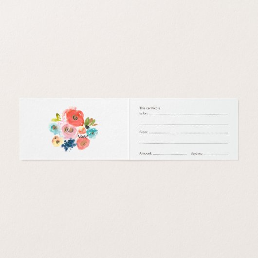 Waterverf Floral Store Cadeaubon Sjabloon (Binnenkant ongevouwen)