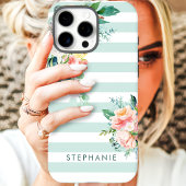 Waterverf Floral Stripe Custom Name Case-Mate iPhone Case