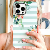 Waterverf Floral Stripe Custom Name Case-Mate iPhone Case