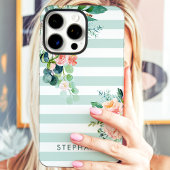 Waterverf Floral Stripe Custom Name Case-Mate iPhone Case