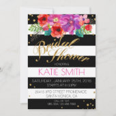 Waterverf Floral Stripe Glitter Vrijgezellenfeest Kaart (Voorkant)