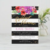 Waterverf Floral Stripe Glitter Vrijgezellenfeest Kaart (Staand voorkant)