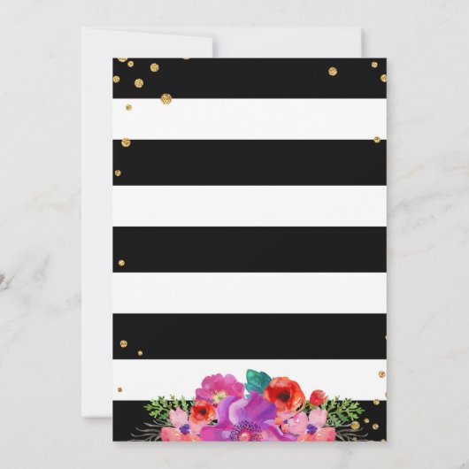 Waterverf Floral Stripe Glitter Vrijgezellenfeest Kaart (Achterkant)