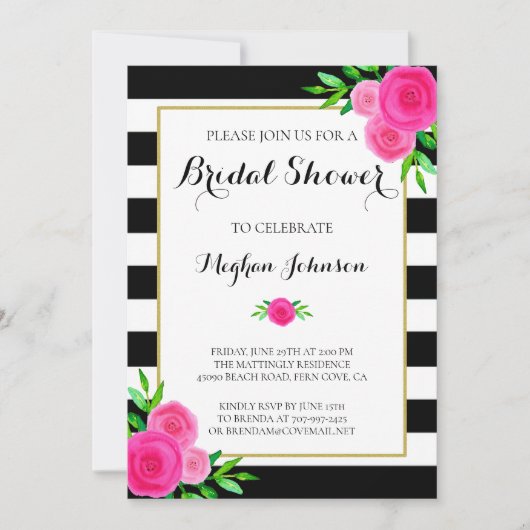  Waterverf Floral Stripes Vrijgezellenfeest Kaart (Voorkant)