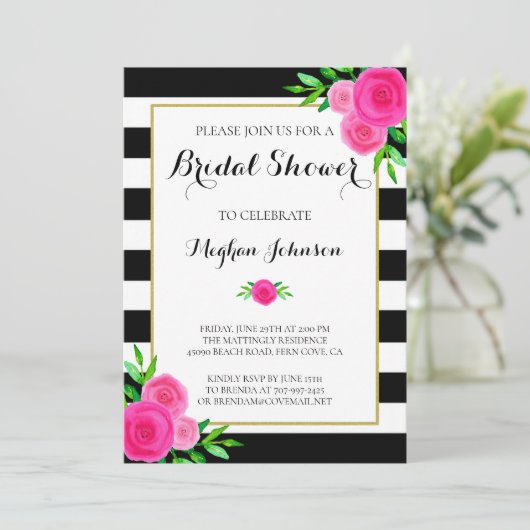  Waterverf Floral Stripes Vrijgezellenfeest Kaart (Staand voorkant)