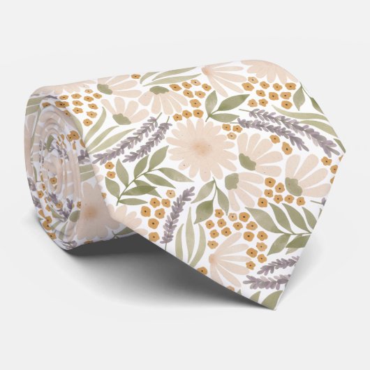 Waterverf Floral Stropdas (Opgerold)