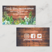 Waterverf Floral Succulent Korting Visitekaartje (Voorkant / Achterkant)