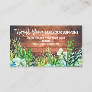 Waterverf Floral Succulent Korting Visitekaartje