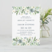 Waterverf Floral Succulent Wedding Invitations Kaart (Staand voorkant)