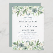 Waterverf Floral Succulent Wedding Invitations Kaart (Voorkant / Achterkant)