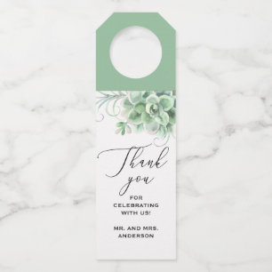 Waterverf floral succulents bruiloft bedankt flessenhanger