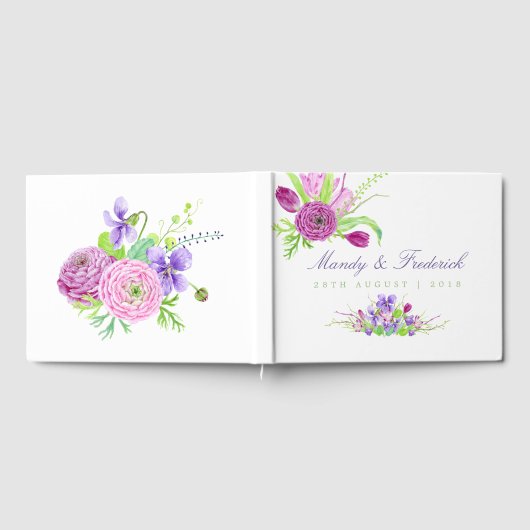Waterverf Floral Summer Wedding Gastenboek (Volledig)