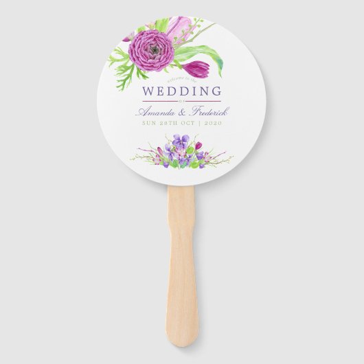 Waterverf Floral Summer Wedding Handwaaier (Voorkant)