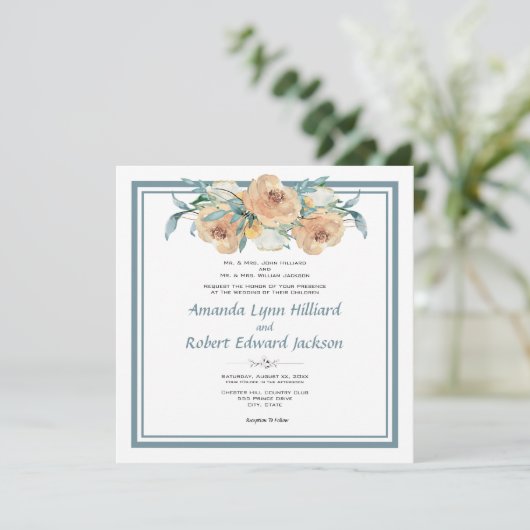 Waterverf Floral Summer Wedding Kaart (Staand voorkant)