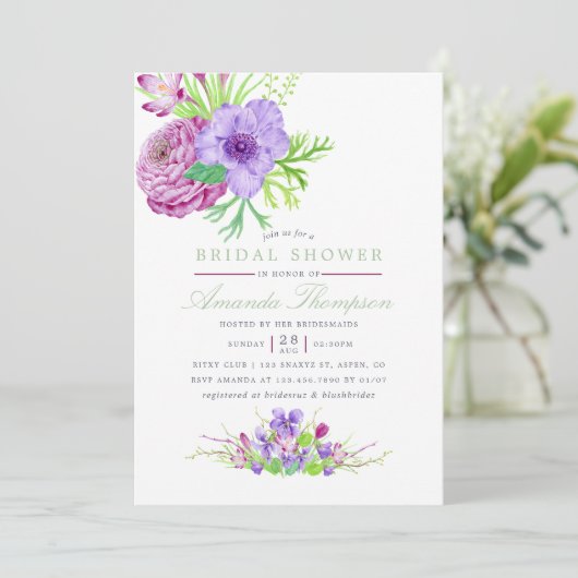 Waterverf Floral Summer Wedding Kaart (Staand voorkant)