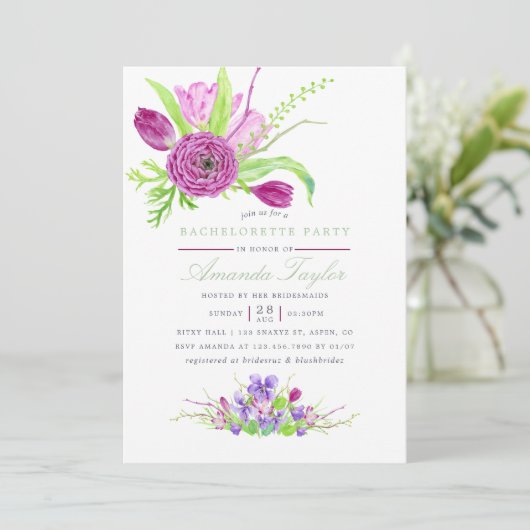 Waterverf Floral Summer Wedding Kaart (Staand voorkant)
