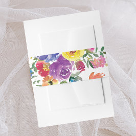 Waterverf Floral Summer Wedding Uitnodigingen Wikkel
