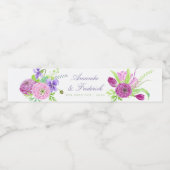 Waterverf Floral Summer Wedding Waterfles Etiket (Enkel label)