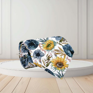 Waterverf Floral Sunflower Blue Flower Stropdas