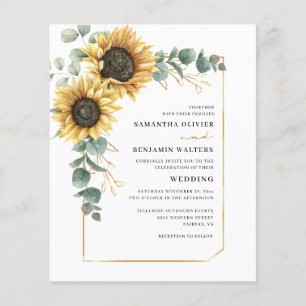 Waterverf Floral Sunflower Eucalyptus Weddenschap