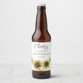Waterverf Floral Sunflower Eucalyptus Weddenschap Bier Etiket (Voorkant)