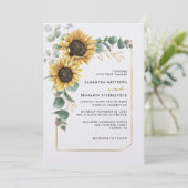 Waterverf Floral Sunflower Eucalyptus Weddenschap Kaart (Staand voorkant)