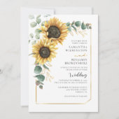 Waterverf Floral Sunflower Eucalyptus Weddenschap Kaart (Voorkant)