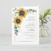 Waterverf Floral Sunflower Eucalyptus Weddenschap Kaart (Staand voorkant)