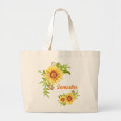  Waterverf Floral Sunflower Grote Tote Bag (Voorkant)
