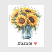 Waterverf Floral Sunflower Mason Jar Bouquet Sticker (Vel)