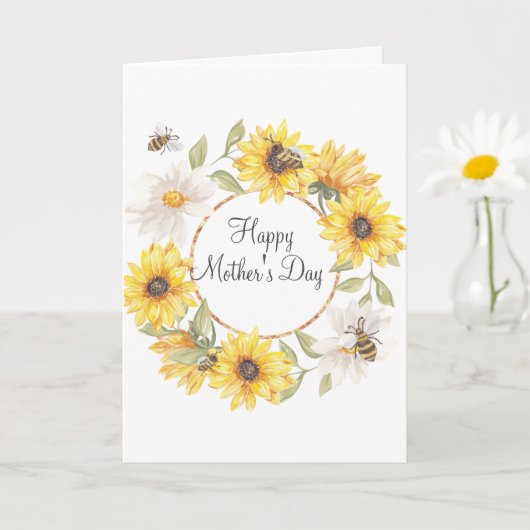 Waterverf Floral Sunflower Moederdag Card Kaart (Kleine Plant)