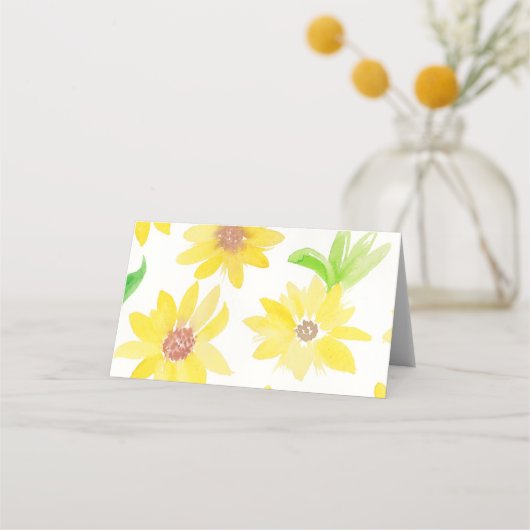 Waterverf Floral Sunflower Pattern Tent Kaart Plaatskaartje (Achterkant)