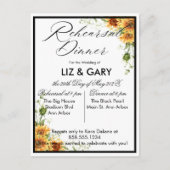 Waterverf Floral Sunflower Rehearsal Dinner Briefkaart (Voorkant)