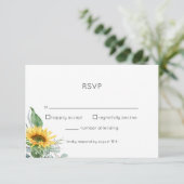Waterverf Floral Sunflower RSVP Kaartje (Staand voorkant)