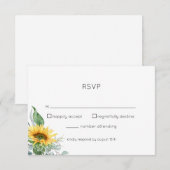 Waterverf Floral Sunflower RSVP Kaartje (Voorkant / Achterkant)