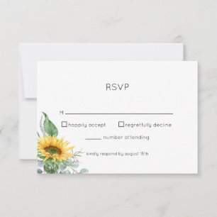 Waterverf Floral Sunflower RSVP Kaartje