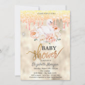Waterverf Floral Swan Glitter Drips Baby shower Kaart (Voorkant)