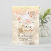 Waterverf Floral Swan Glitter Drips Baby shower Kaart (Staand voorkant)