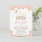 Waterverf Floral Swan Meisje Baby shower Kaart (Staand voorkant)